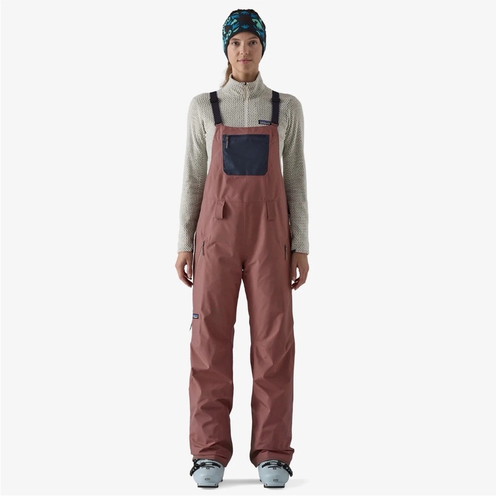 Patagonia Women's Mauve Bib Snow Pants with Navy Pocket